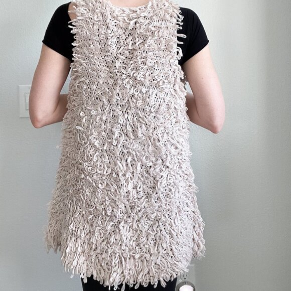 Twg Light Pink Vintage Boho Looped Crochet Sweater Vest – XS – Y2K Cozy Vibes - Picture 5 of 10